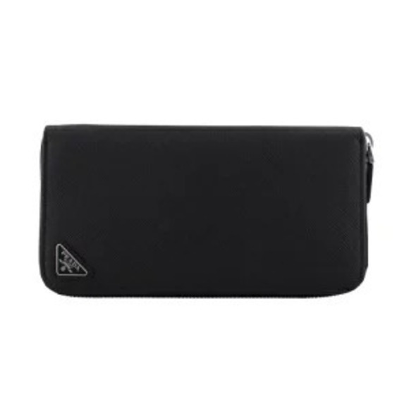 Prada Handbags - Prada Long Wallet Saffiano Leather Triangle Black  Nero Black